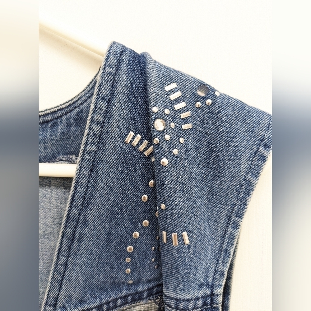 City Girl Sport vintage women's denim embellished vest size 14 - Picture 6 of 11
